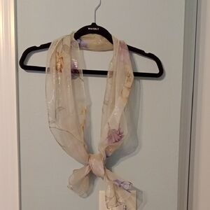 Vintage Green & Gold Floral Sheer Scarf